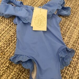 NWT Blue Ruffled Swimsuit - 6/12 months - The Beaufort Bonnet Company - TBBC